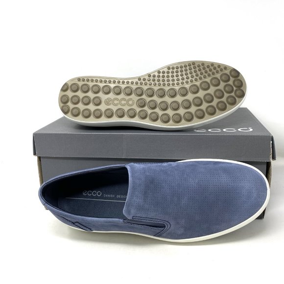 ECCO Soft 7 Perforated Slip-On Men Suede Sneakers - Picture 2 of 9